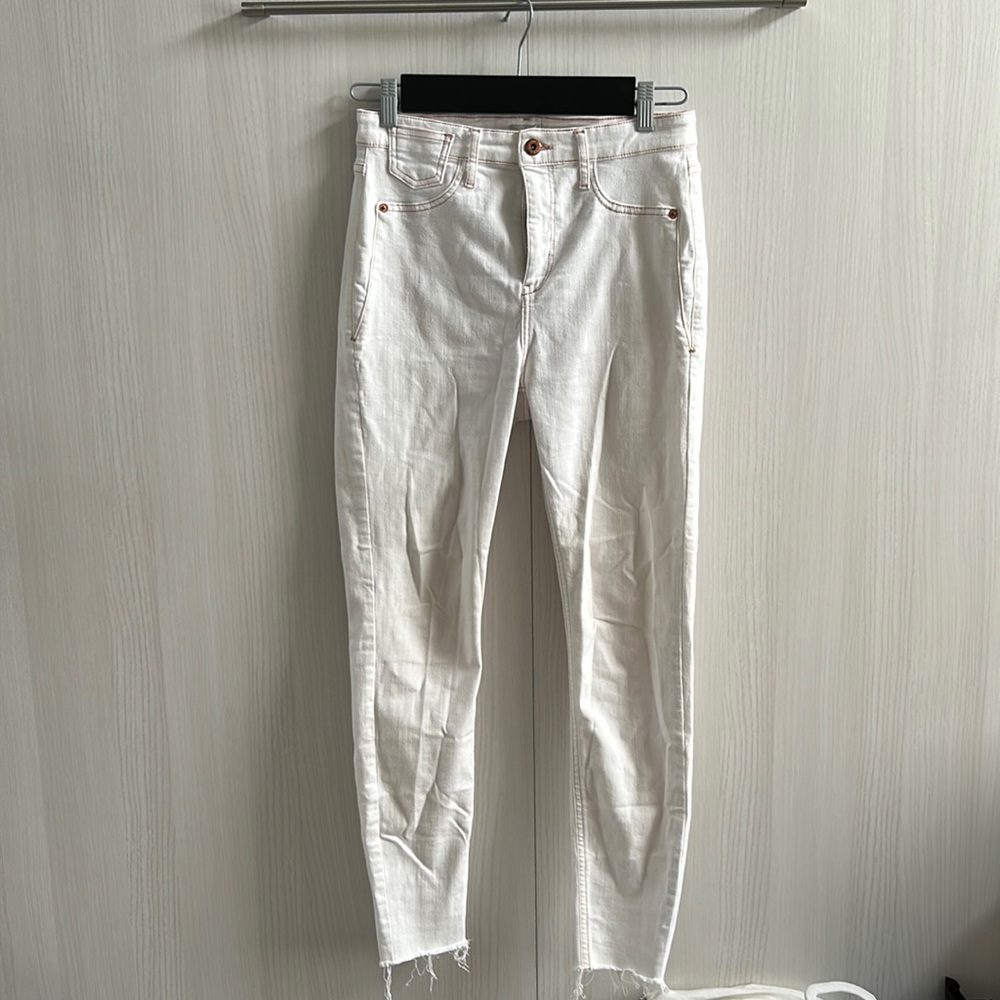 COPY - River Island White Jean with Copper stitching size 12 stretch cotton